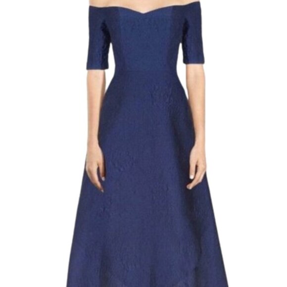 NWT Janique 61022 Jacquard Mother of the Bride Dress Blue Size 10
